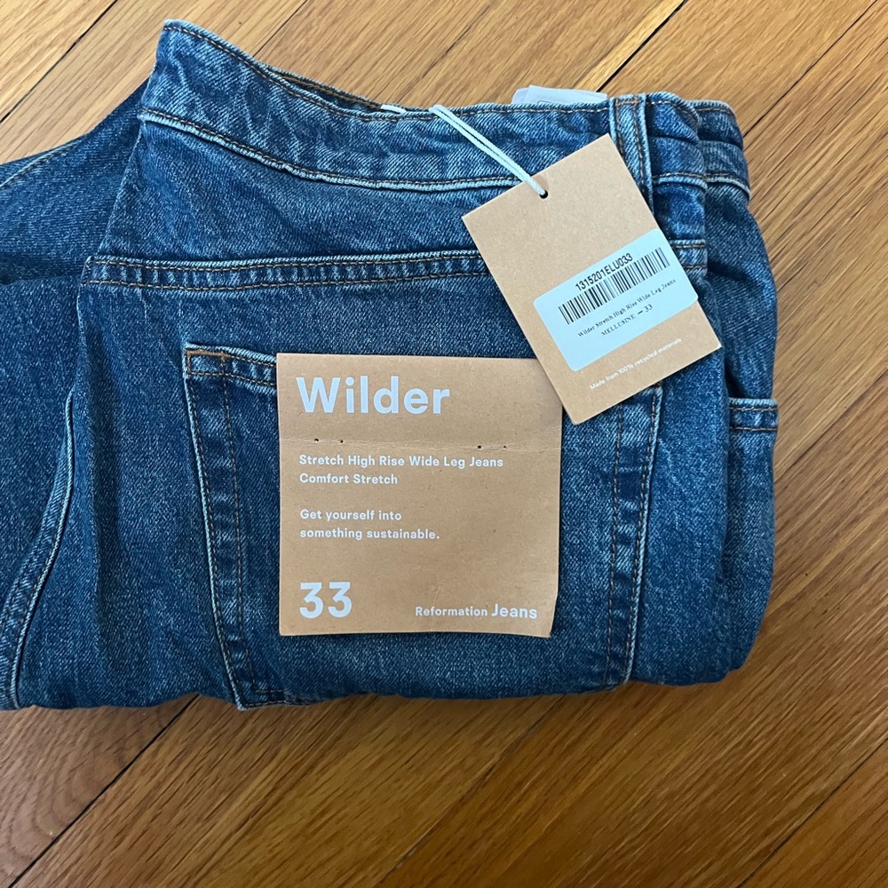 NWT Reformation Wilder Stretch High Rise Wide Leg Jeans Mellusine - Size 33